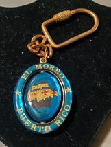 Vintage El Morro Puerto Rico Keychain Vintage Blue Gold Enamel Spinning ... - $23.21