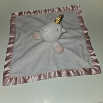 Cloud Island White Unicorn Lovey Plush Baby Toy Pink Satin Gold Horn Sparkle - £10.15 GBP