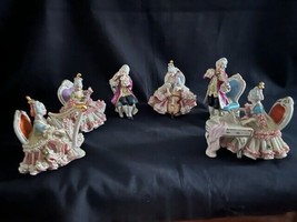 Antique 6 Dresden Art Porcelain Lace Figurines/statues  Musical Grouping Germany - £593.68 GBP