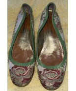 Vintage Saks Fifth Avenue Floral Gold Brocade Baller Flats Made In Italy... - $28.82