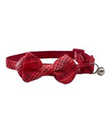 Fashion Bow Tie Collar Small Dog or Cat Red Plaid with Bell Puppy Small ... - £11.84 GBP