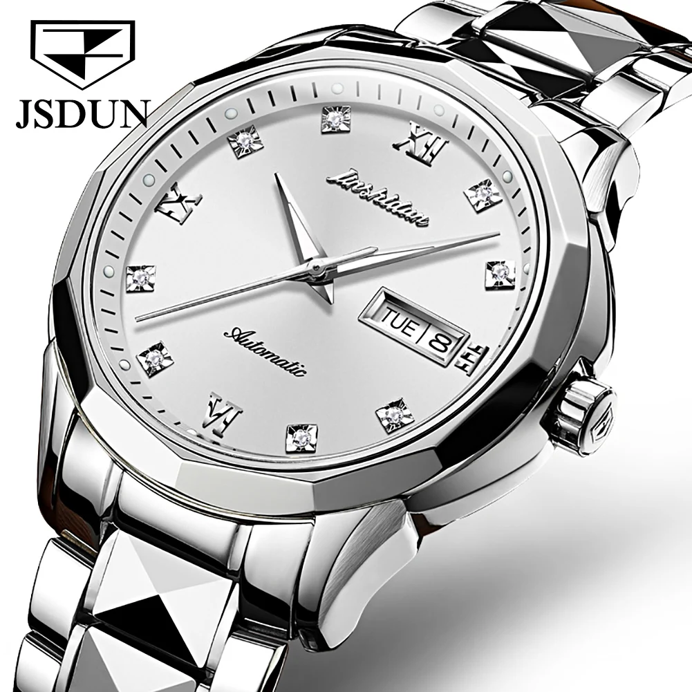 JSDUN Automatic Watch For Men Japan Mechanical Movement Tungsten Steel Strap Sap - £211.03 GBP