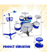 Kids Jazz Drum Keyboard Set with Stool and Microphone Stand-Blue - Color... - $144.49