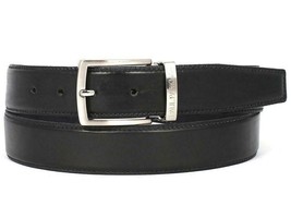 Paul Parkman Mens Belt Leather Black Italian Calfskin Hand-Painted B01-BLK - £117.70 GBP