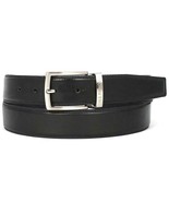 Paul Parkman Mens Belt Leather Black Italian Calfskin Hand-Painted B01-BLK - $149.99