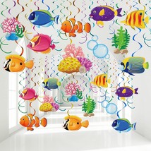 30 Pcs Tropical Fish Hanging Swirls Under The Sea Party Decorations Ceiling Deco - £14.93 GBP