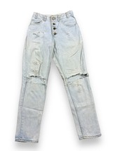 Vtg 80s 90s Guess Distressed Light Wash Jeans High Waisted USA Made 27x27 Sz 28 - £27.30 GBP