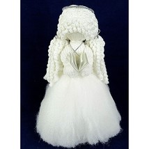 Macrame Angel Religious Figural White Curls Combed Dress Book 18&quot; Christmas Vtg - £27.86 GBP