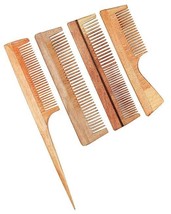 Neem Wooden Comb Wide Tooth for Hair Growth, Anti-Dandruff PACK OF 4 - £10.82 GBP