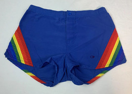 Vintage Ocean Pacific Shorts Rainbow Stripe Swim Surf Size 30 Made Japan 70s 80s - £78.09 GBP