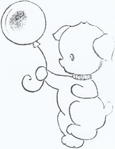 Vintage Wooden Rubber Stamp Cartoon Coloring Book Characters Bear with Balloon - £9.55 GBP