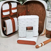 Brizard White Ostrich Traveler with lighter Made in USA NIB image 5