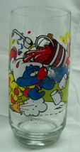 Vintage 1983 Hanna-Barbera The Smurfs Clumsy Smurf 6&quot; Collector&#39;s Glass Cup - £15.51 GBP