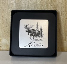 Alaska Coaster Set Of 4 Faux Suade Back 3.5” Square With Box Look Unused - $25.43