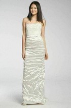 Nicole Miller Embroidered Bodice Ruched Satin Gown Dress SZ 14 Ivory - £111.36 GBP