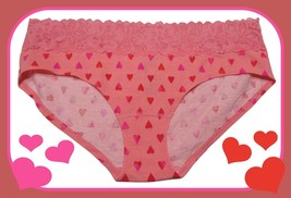 M  Coral Heart Wide Stretch Lace Waist Victorias Secret Hiphugger Brief Panty - £8.78 GBP