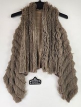 Angie Vest Womems Medium Brown Faux Fur Soft High Low City Winter Night Out - £24.94 GBP