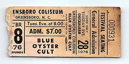 Blue Oyster Cult Concert Ticket Stub December 28 1976 Greensboro North Carolina - £33.47 GBP