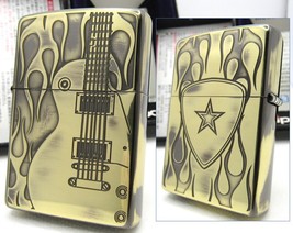 Guitar Pick Flame Fire Double Sides Engraved Brass ZIPPO 2013 MIB Rare - £88.85 GBP