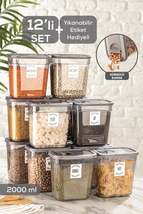 12 Pcs Tiny Labeled Sliding Lid Food Storage Container - Rectangular Jar Legumes - £23.18 GBP