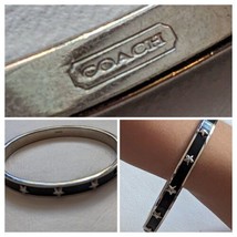 Coach Four Star Silver Black Bangle Bracelet Rare 2.5 Inch Diameter - £37.31 GBP