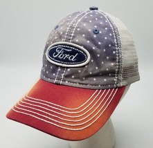 Ford Motor Company Distressed Red White Blue USA Patriotic Trucker Women... - $22.17