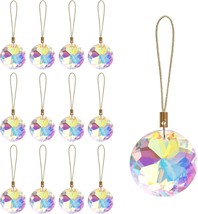 12 Pcs Crystal Glass Christmas Balls Ornaments 1.18 Mini Round Prism Flower Xmas - £18.77 GBP