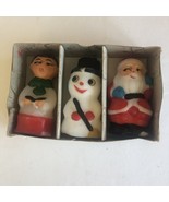 Vintage Wax Christmas Candle Set Of 3 Snowman Santa Choir Boy 3” Origina... - $282.54 MXN