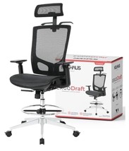 $320 Ergonomic Draft Chair,Office Chair with Headrest. Swivel and Wheels (Black) - £118.70 GBP