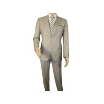Men Suit BERLUSCONI Turkey 100% Italian Wool Super 180's 3pc Vested #Ber13 Beige image 5
