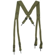 Norwegian OD Army Suspenders Heavy Duty Construction Fully Adjustable up... - $14.61