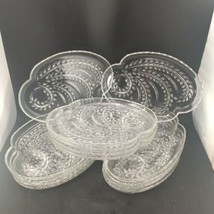 Lot Of 13 Vintage Federal Pressed Glass Homestead Clear Oval Snack Plates - £20.25 GBP