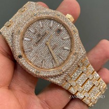 VVS Color Moissanite Studded Iced Out AP Watch, Diamonds Stainless Steel Swiss M - $1,749.65
