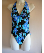 Women&#39;s Swimsuit Melika One Piece Sze M Blue &amp; Black Floral - $9.40