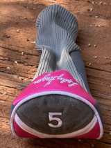 Lady Hagen #5 Golf Club head cover pink/gray AWS Small hole - $14.49