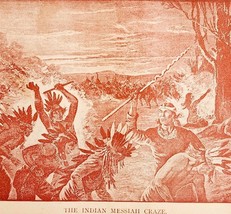 1891 Sioux Messiah Craze Red Plate Print Victorian Indian Wars History F6G - $29.99