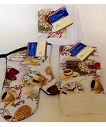 Coffee Time Oven Mitt 2 Dish Cloths Kitchen Towel Kitchen Linens 4 Piece... - £11.03 GBP