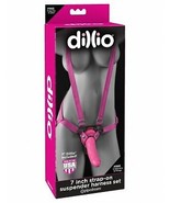 Dillio Strap-On Suspender Harness Set With Silicone Dong Pink 7 Inch - $81.33 CAD