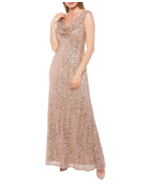Marina Cowl Drape Sequin Gown Dress Sz 4 Gold - $97.02