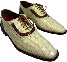 Stacy Adams Riccardi 25575-114 men&#39;s 9M ivory/tan croc print cow leather... - $42.35