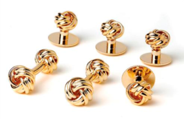 Two Sided Love Knots Studs and Cufflinks Set - $1,774.78 MXN