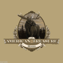 Moose T-shirt S M L XL 2XL American Treasure Unisex NWT Cotton Tan Tee - £17.47 GBP