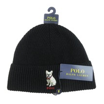 Polo Ralph Lauren RL Embroidered Frenchie Beanie Cap One Size Black NEW - $39.95