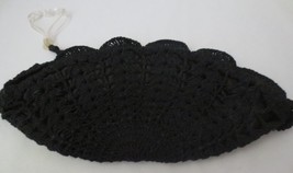 Vtg Black Crochet Shell Shape Clutch Bag Lucite Handle 1940&#39;s? - £31.97 GBP