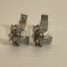 Sarah Coventry Silver Tone Hunter Retriever Dog Cuff Links Estate Find KG - $11.88