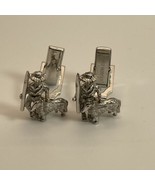 Sarah Coventry Silver Tone Hunter Retriever Dog Cuff Links Estate Find KG - $225.80 MXN