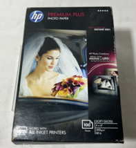 HP Premium Plus Photo Paper 4x6 Soft Gloss 100 Sheet Count Instant Dry CR666A - £7.84 GBP