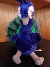 Aurora Peacock Peafowl Bird Plush 11&quot; Lovey Stuffed Toy - £6.74 GBP