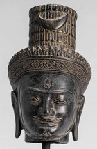 Ancien Khmer Style Bronze Montage Bakheng Shiva Tête Statue - 47cm/19 &quot; - $1,377.96