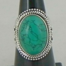 925 Sterling Silver Genuine Turquoise Handmade Antique Ring Festival Gift - £39.96 GBP